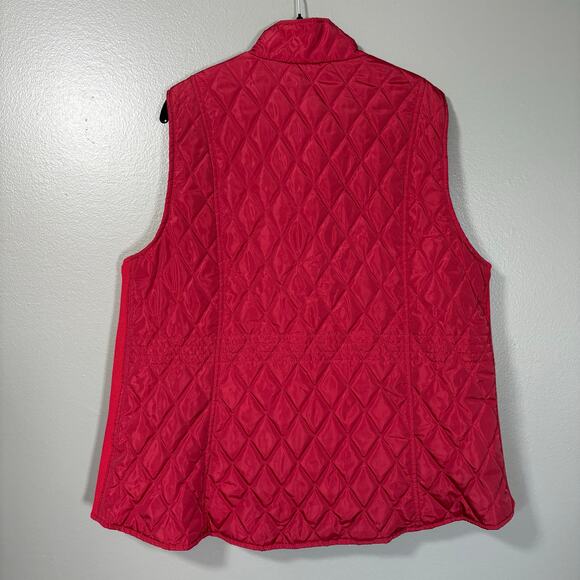 Dressbarn Red Zip Front Preppy Quilted Puffer Vest - Size 2X - Women's Plus Size - Picture 7 of 7